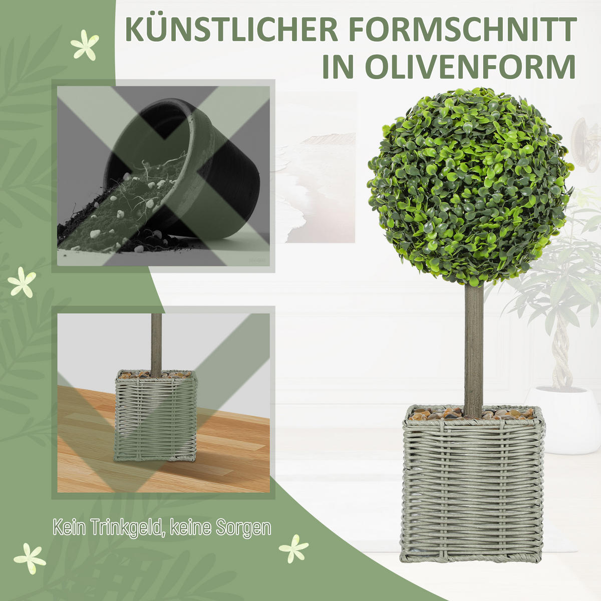 KÜNSTLICHE Pflanzen Grün 15.0/15.0/50.0cm - Grün, Kunststoff (50cm)