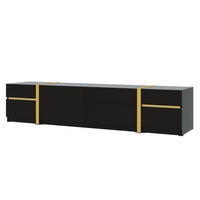 LOWBOARD DE-40156 mit Hochglanz-Finish und goldenen Kanten Schwarz - Schwarz, Holzwerkstoff (180/38/40cm) - ComfortXL
