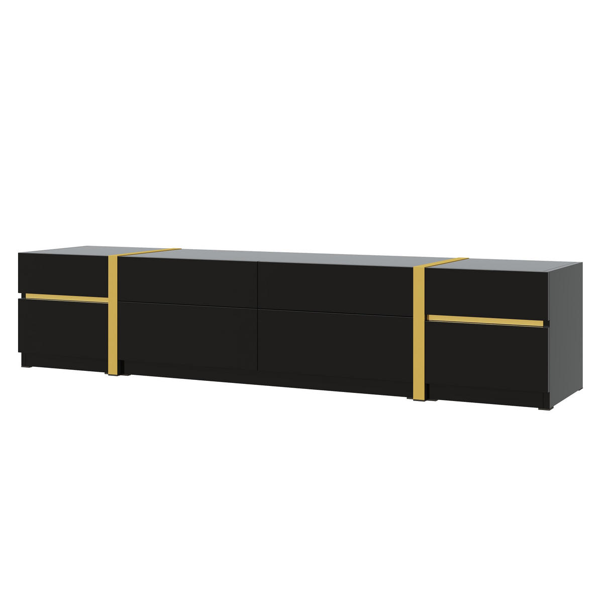 TV-LOWBOARD Deco Schwarz-Goldfarben 180/40/38 cm - Schwarz, Holzwerkstoff (180/38/40cm) - PANGIVO