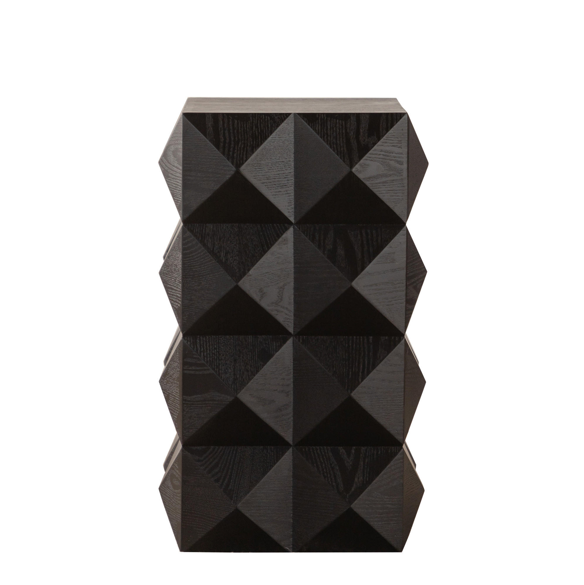 BEISTELLTISCH 60 cm Höhe mit dreidimensionalem Reliefdesign in retro Schwarz - Schwarz, Holzwerkstoff (37/37/60cm) - OKWISH
