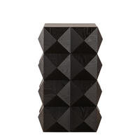 BOČNI stolić 60 cm crni od masivnog drva i MDF-a s reljefnim retro uzorkom - crna, drvni materijal (37/37/60cm) - OKWISH