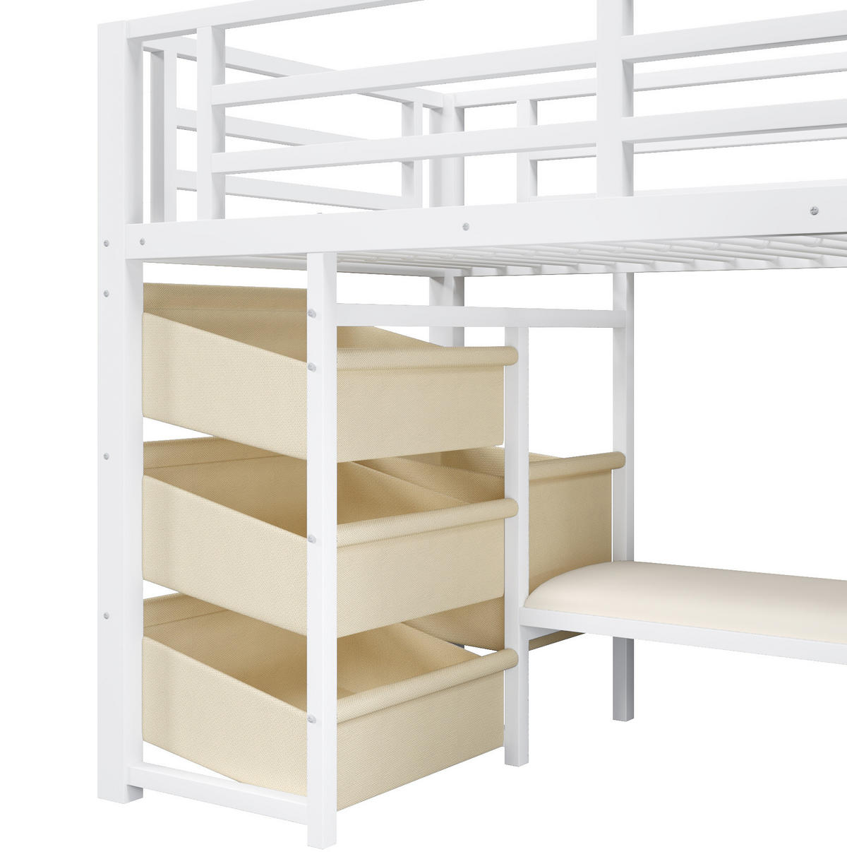 HOCHBETT 90/200 cm Weiß aus Metall mit LED-Beleuchtung und Stauraum - Weiß, Metall (90/200cm) - OKMYHOME