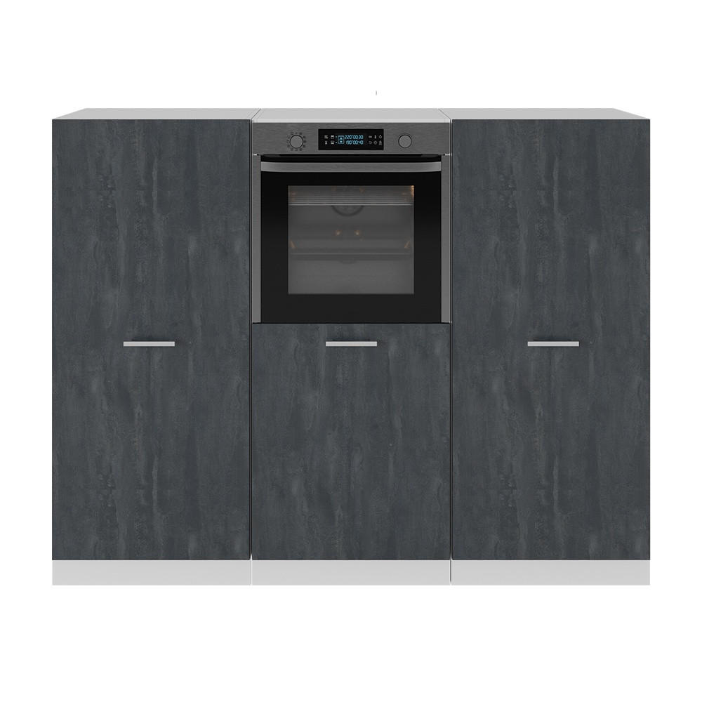 KÜCHENBLOCK R-Line Schwarz Beton/Weiß 180 cm ohne Arbeitsplatte - Schwarz/Weiß, Holzwerkstoff (180/143/46cm) - Vicco