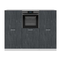 KÜCHENBLOCK R-Line Schwarz Beton/Weiß 180 cm ohne Arbeitsplatte - Schwarz/Weiß, Holzwerkstoff (180/143/46cm) - Vicco