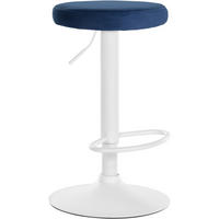 BARHOCKER Samt blau - Blau/Weiß, Textil/Metall (38.5/60/38.5cm) - CLP