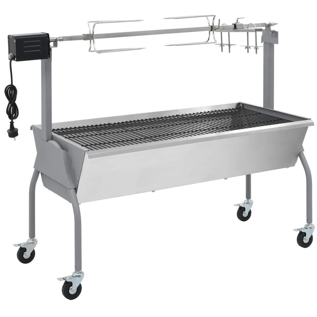 SPANFERKELGRILL Metzgergrill Mit Elektrischem Antrieb - Silberfarben, Metall (55.1/100.5/128.8cm) - vidaXL