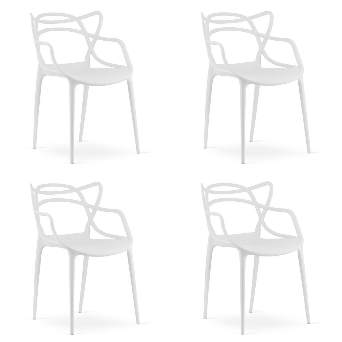 ESSZIMMERSTUHL 4-er Set KATO weißer Sitz - Weiß, Kunststoff (54/82.5/55cm) - Valora