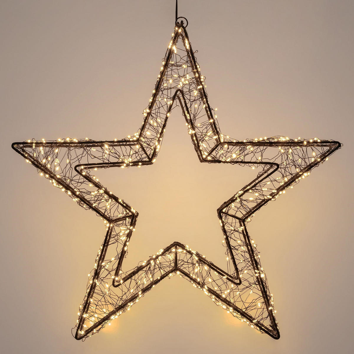 LED-WEIHNACHTSSTERN 50 cm 720 LEDs Extra-Warmweiß mit Timer aus Metall - Schwarz, Metall (50/50/8cm) - ECD-Germany