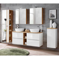 BADMÖBEL-SET 5-TLG. Toskana-56 - Weiß, Holzwerkstoff (260/190/46cm) - Lomado