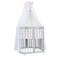 BABYBETT GREY, 7in1 mit Matratze - Pink/Grau, Holz (73/123cm) - waldin