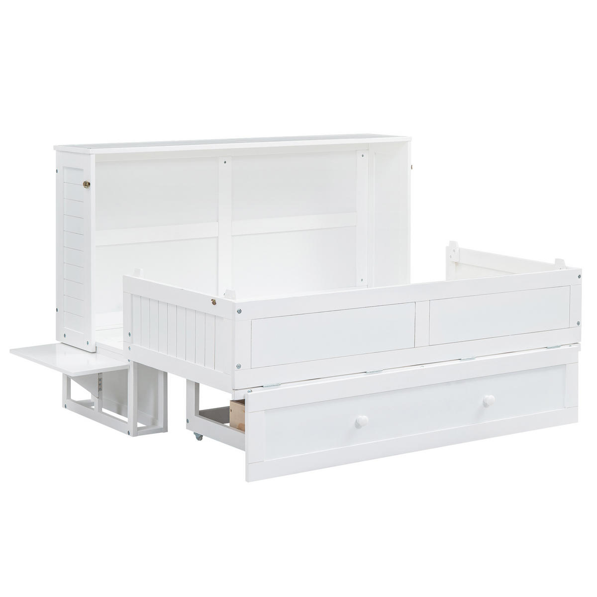 SCHRANKBETT Mobiles 140/200 cm Weiß mit Schublade und Regal - Weiß, Holz (140/200cm) - OKWISH