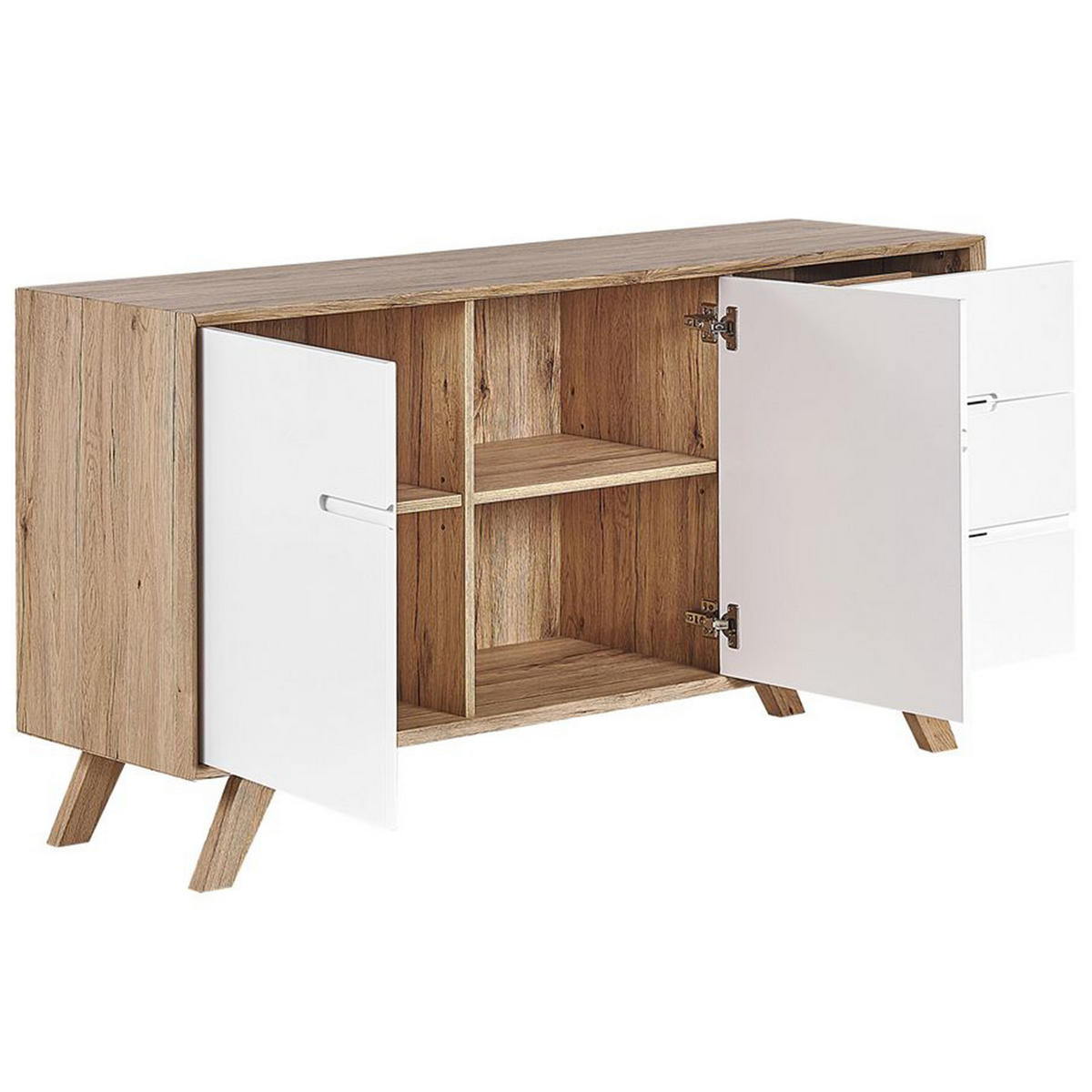 SIDEBOARD se 2 dveřmi Hnědý/Bílý Forester - hnědá, kompozitní dřevo (140/75/40cm) - Beliani