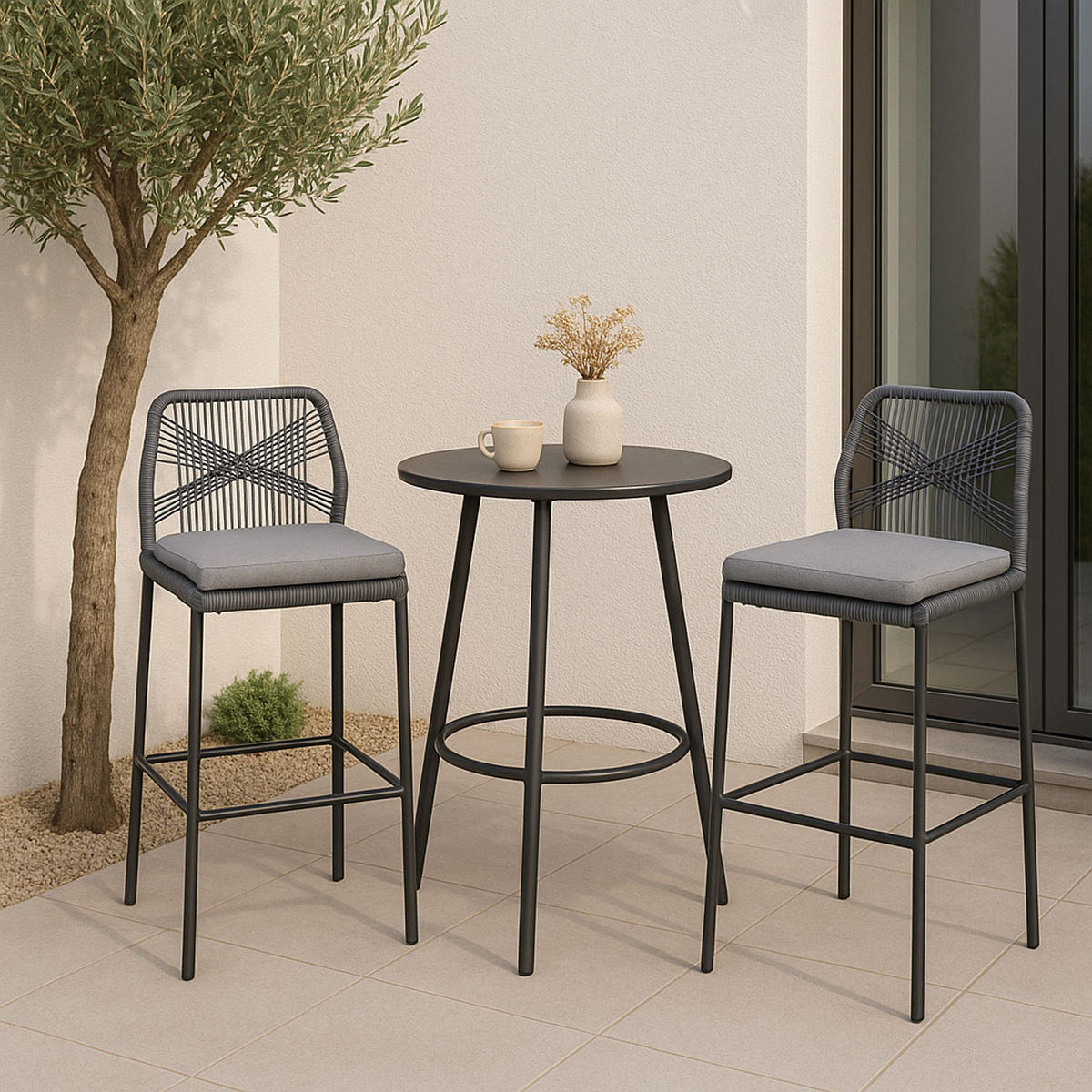 BARSKI STOL Anthracit, svetlo siva - antracit/svetlo siva, kovina (45/101/52cm) - MCW