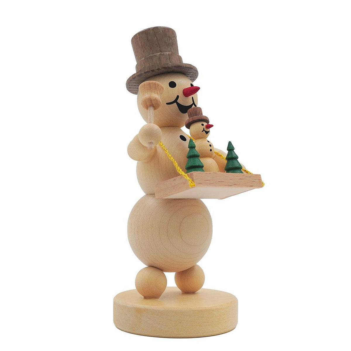 HOLZFIGUR Schneemann mit Bauchladen auf Sockel 11 cm - Multicolor, Holz (5/1/0.1cm)