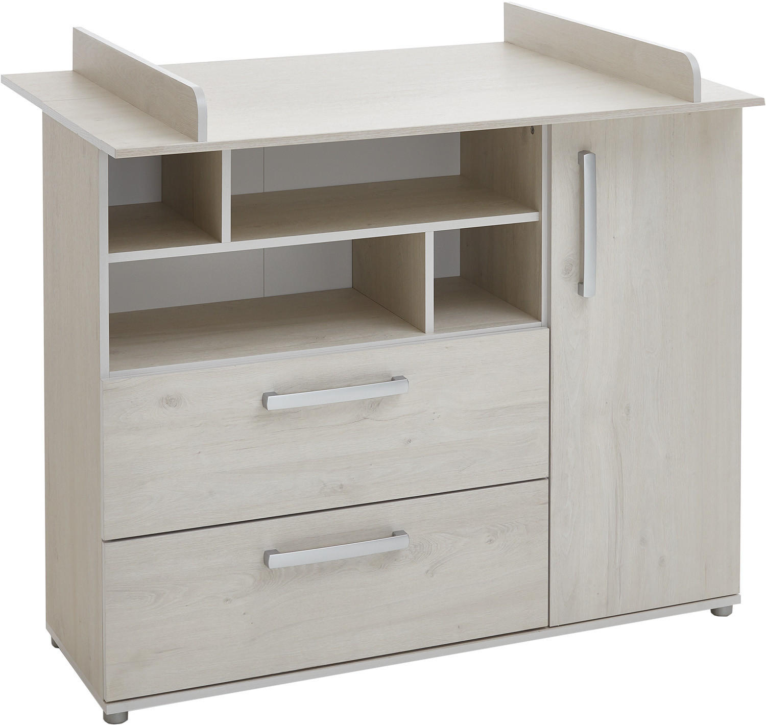 WICKELKOMMODE Emily - Eichefarben/Silberfarben, Holzwerkstoff/Kunststoff (115/75/100cm) - arthur berndt
