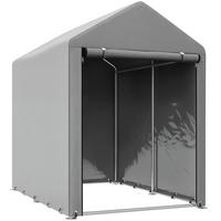 GARTENHAUS 2 Fächer, Tür mit Reißverschluss, wasserdicht, UV-beständig 1,2 x 1,8 x 1,65 m ,hellgrau - Hellgrau, Metall (179/165/120cm) - Vallsero