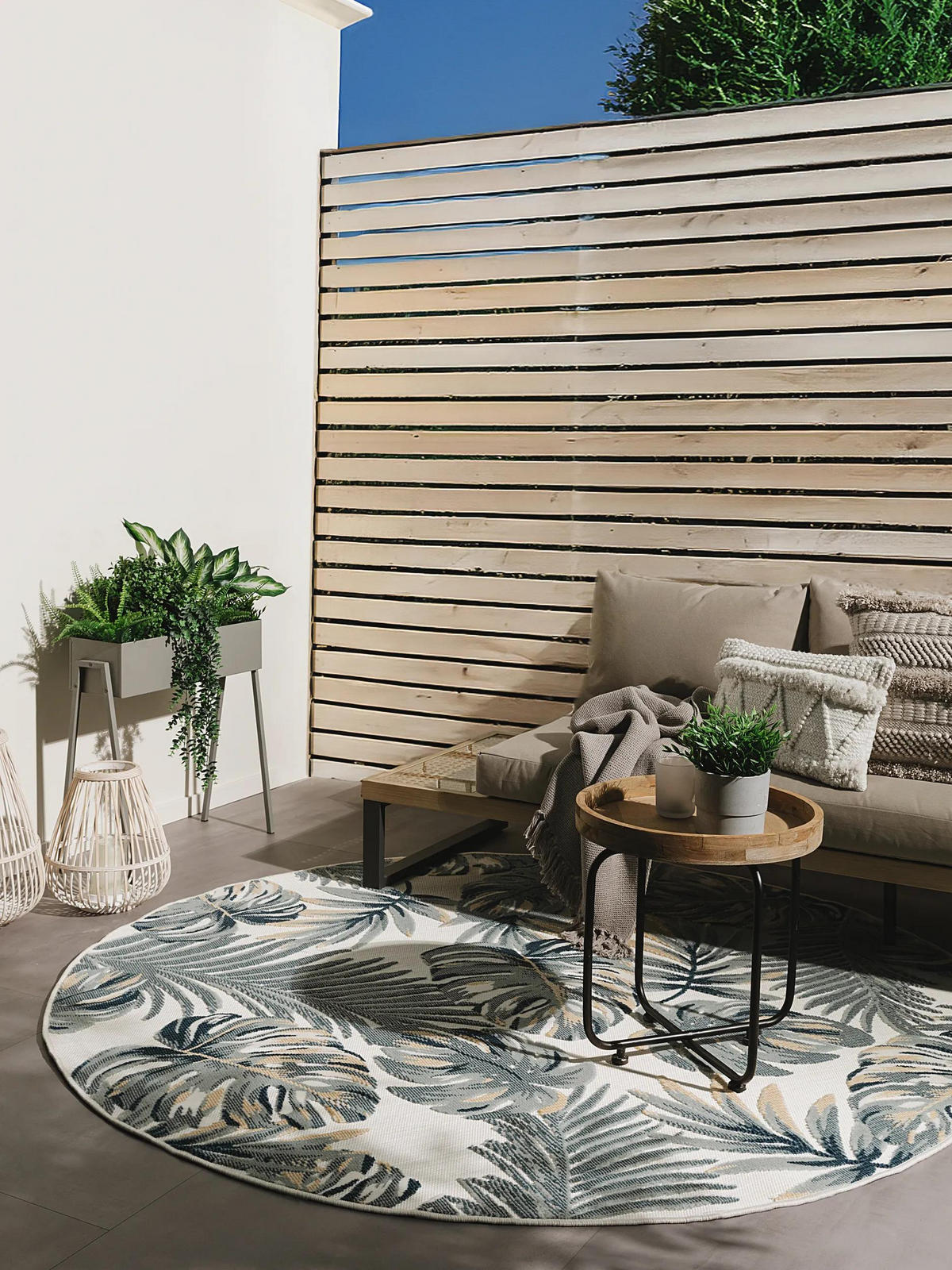 VNITŘNÍ a venkovní koberec Flora Vícebarevné ø 200 cm kulatý - krémová, plast/umělá hmota (200/200cm) - benuta