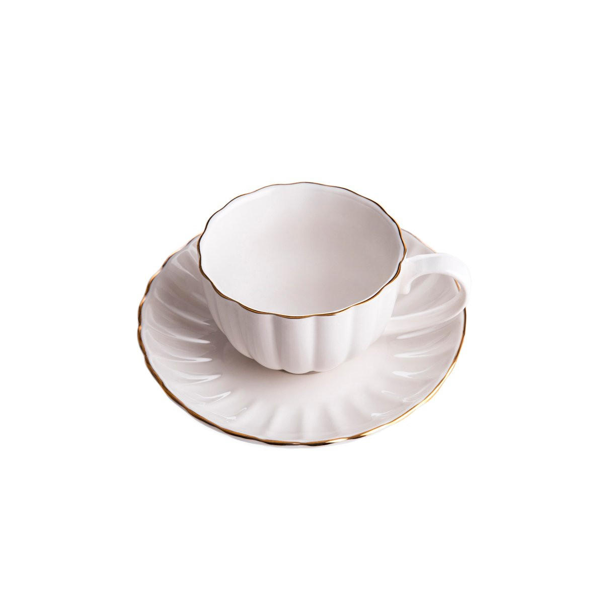 TASSE Melida mit Untertasse 0,2 l 6-er Set - Weiß, Keramik (0.2L) - Homla