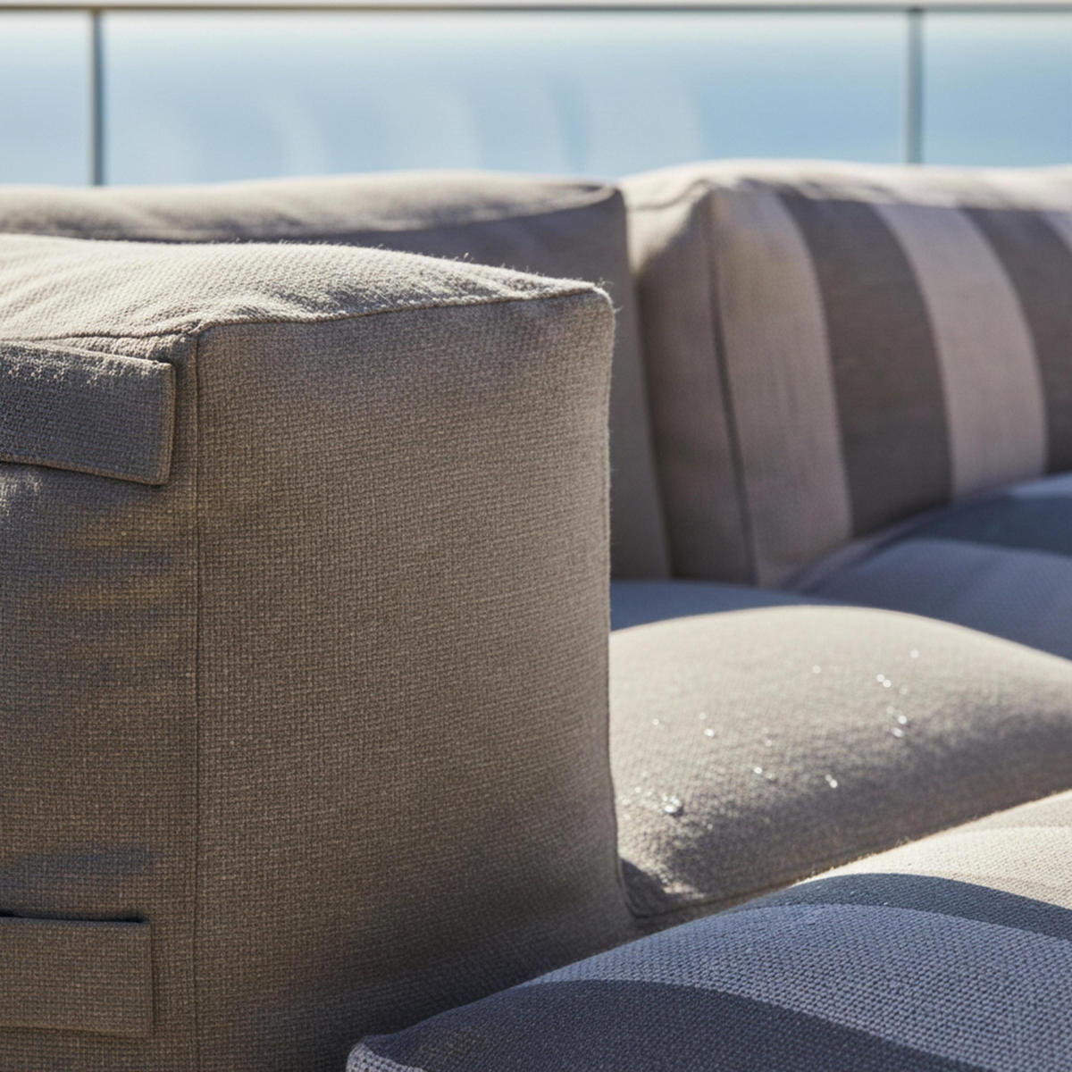 GARTENSOFA mit 4 Sitzplätzen, Grau - Grau, Textil - Oviala