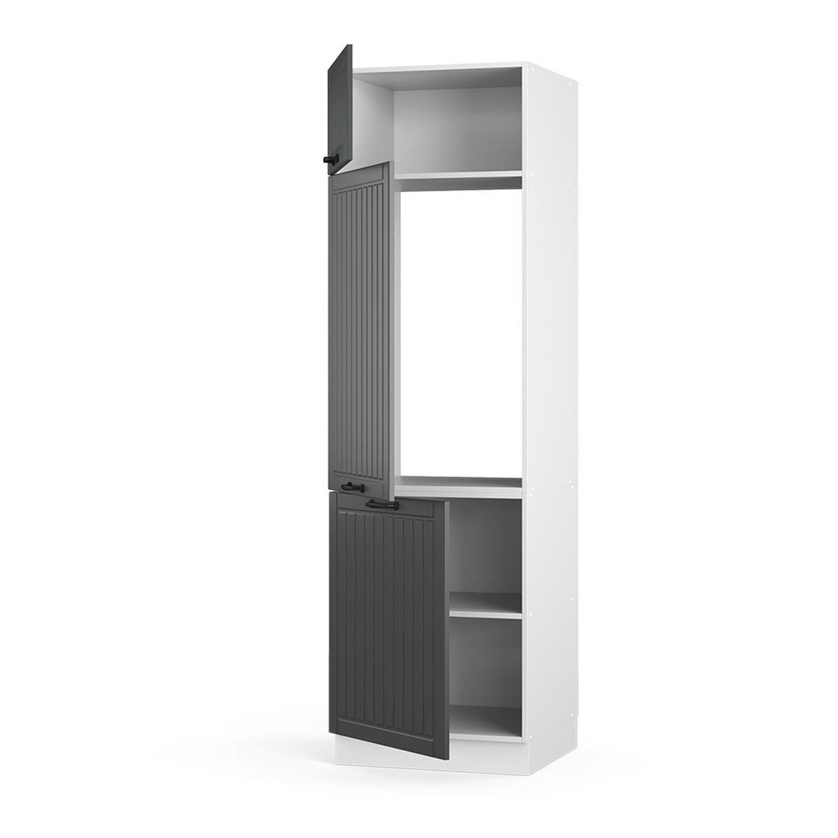 KÜCHENSCHRANK Fame-Line Anthrazit Landhaus 60 cm - Anthrazit/Weiß, Holzwerkstoff (60/206.8/58.1cm) - Vicco