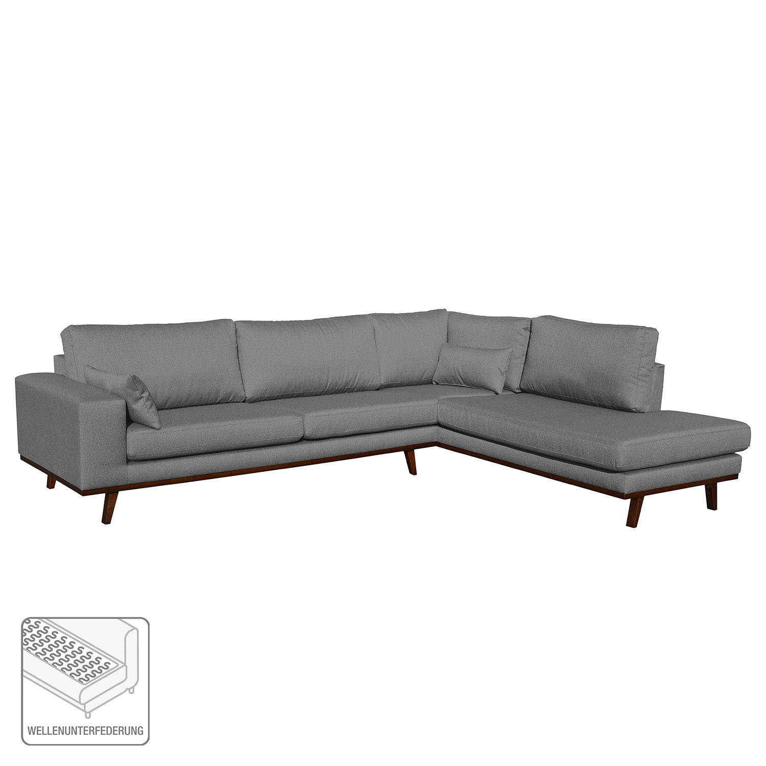 ECKSOFA mit Ottomane - Braun/Grau, Textil (287/219cm) - home24