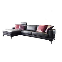 ECKSOFA MIT KOPFSTÜTZE LUGA Anthrazit Leder - Anthrazit/Schwarz, Leder (276/177cm) - KAWOLA