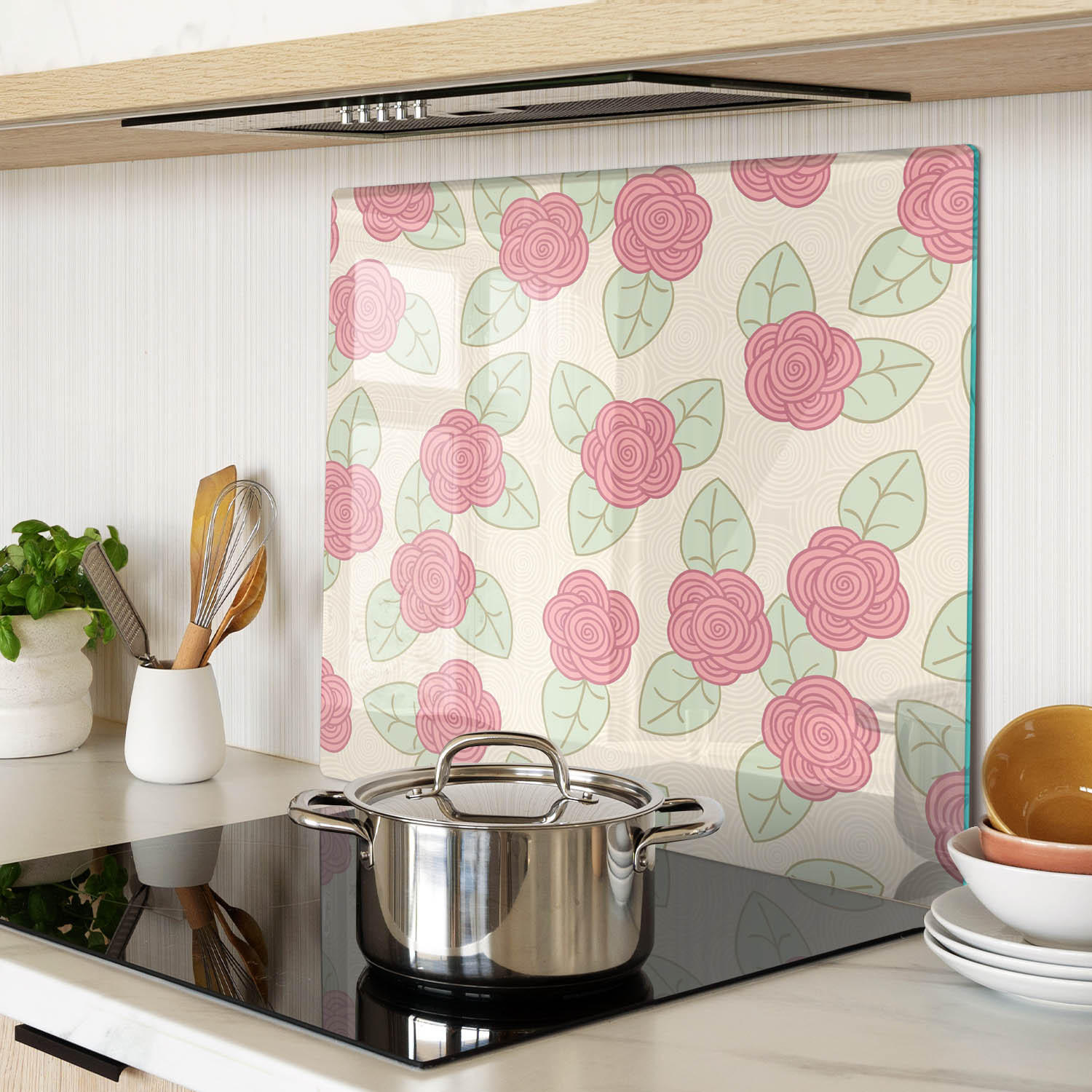 GLASPLATTE 60x52 cm Rosen - Rot, Glas (60/0.4/52cm) - TULUP