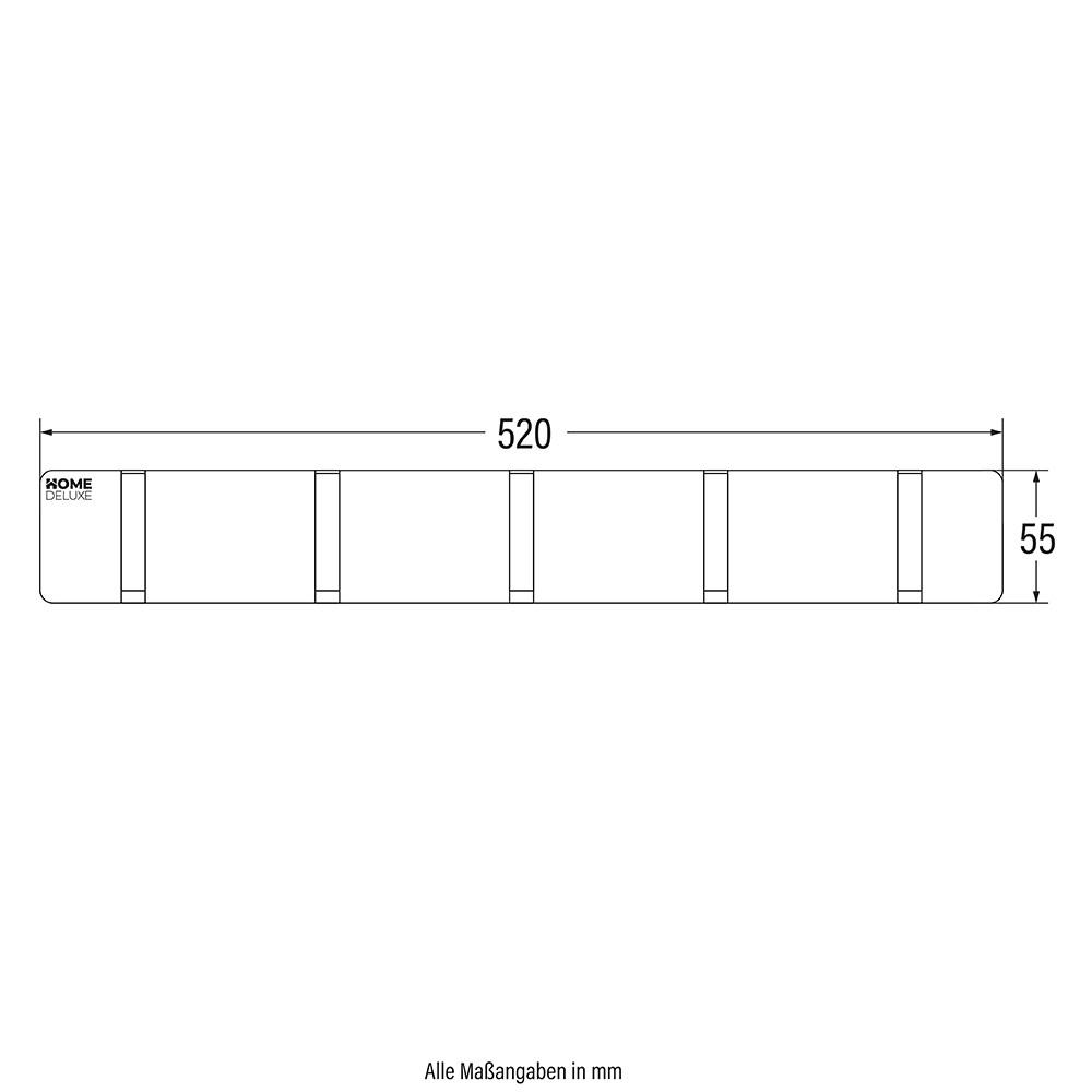 GARDEROBENLEISTE HOOK - Farbe: Weiß, Menge: 5 x Haken - Weiß, Holz (50/5.5/2cm) - Home Deluxe