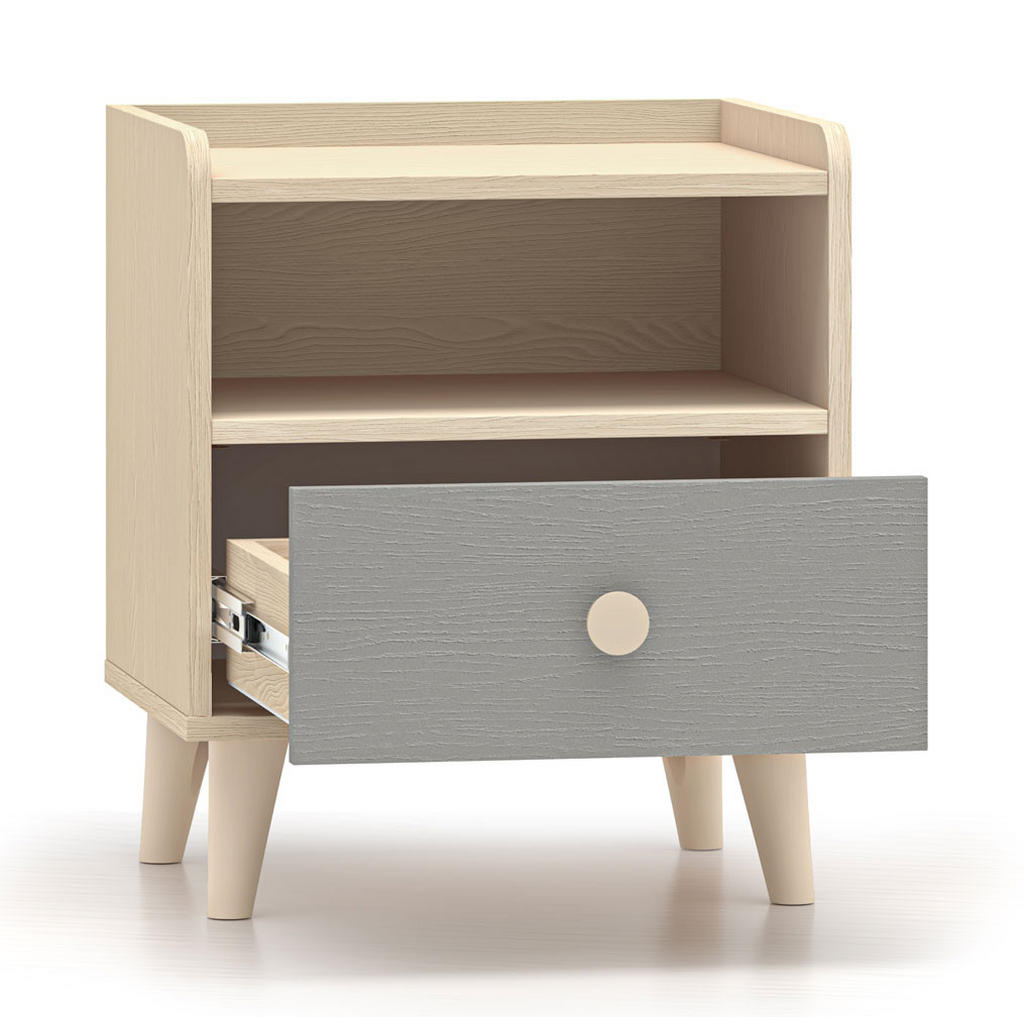 Thumbnail - Feldmann-Wohnen Nachtkonsole, Braun, Grau, Holz, 1 Schubladen, 45x52x36 cm, Schlafzimmer, Nachttische