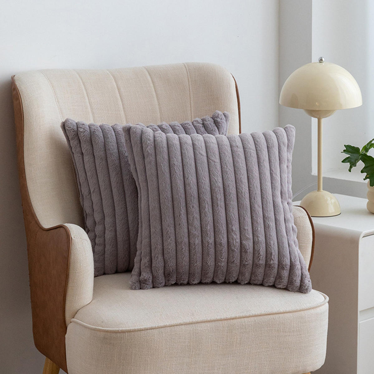 KISSENHÜLLE Velvety 45/45 cm，2er-Set - Grau, Textil (45/45cm) - Kaket