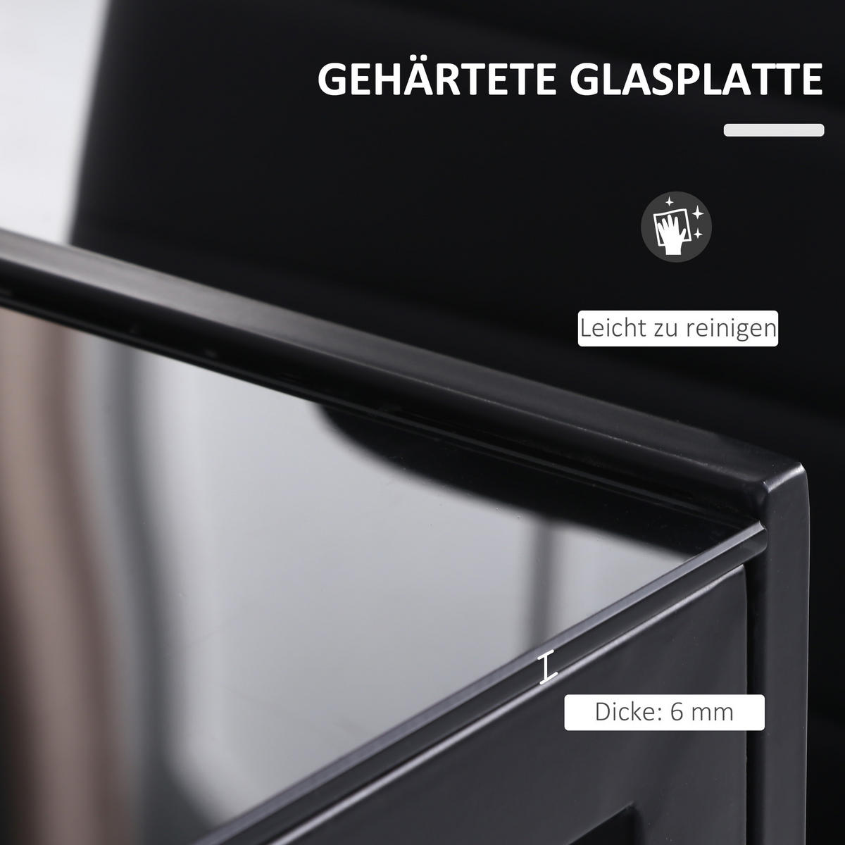 ESSTISCH Küchentisch für 4 Personen, Esszimmertisch für Küche Metall, Schwarz - Schwarz, Metall (120/60/75cm) - HOMCOM