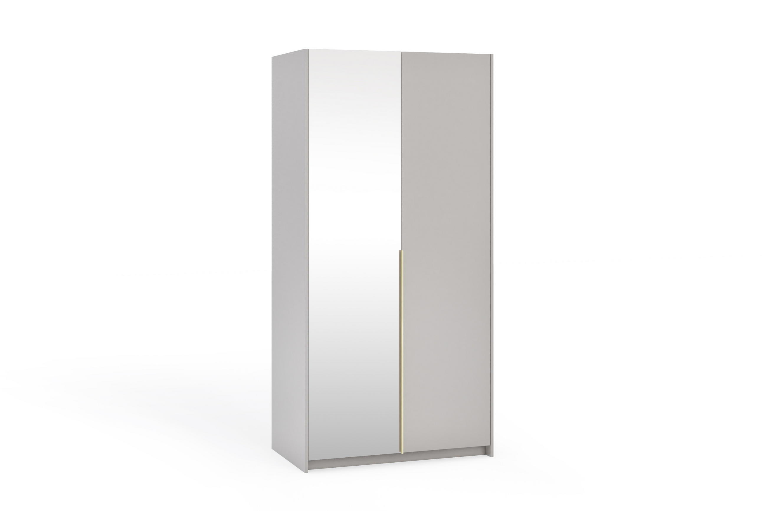 DREHTÜRENSCHRANK Apollonia mit Spiegel 100x204cm 2-türig, kaschmir, goldene Griffe - Kaschmir/Goldfarben, Kunststoff (58/205/100cm) - Margaret Hadas24