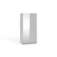 DREHTÜRENSCHRANK Apollonia mit Spiegel 100x204cm 2-türig, kaschmir, goldene Griffe - Kaschmir/Goldfarben, Kunststoff (58/205/100cm) - Margaret Hadas24