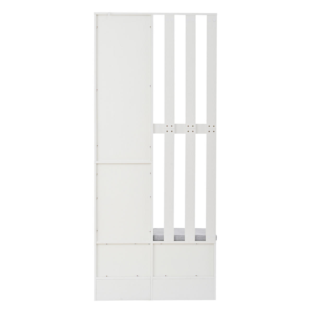 DIELENGARDEROBE 85/33,5/200 cm in Weiß mit 6 Haken und Schuhbank - Weiß, Holzwerkstoff (33.5/200/85cm) - BEAOK