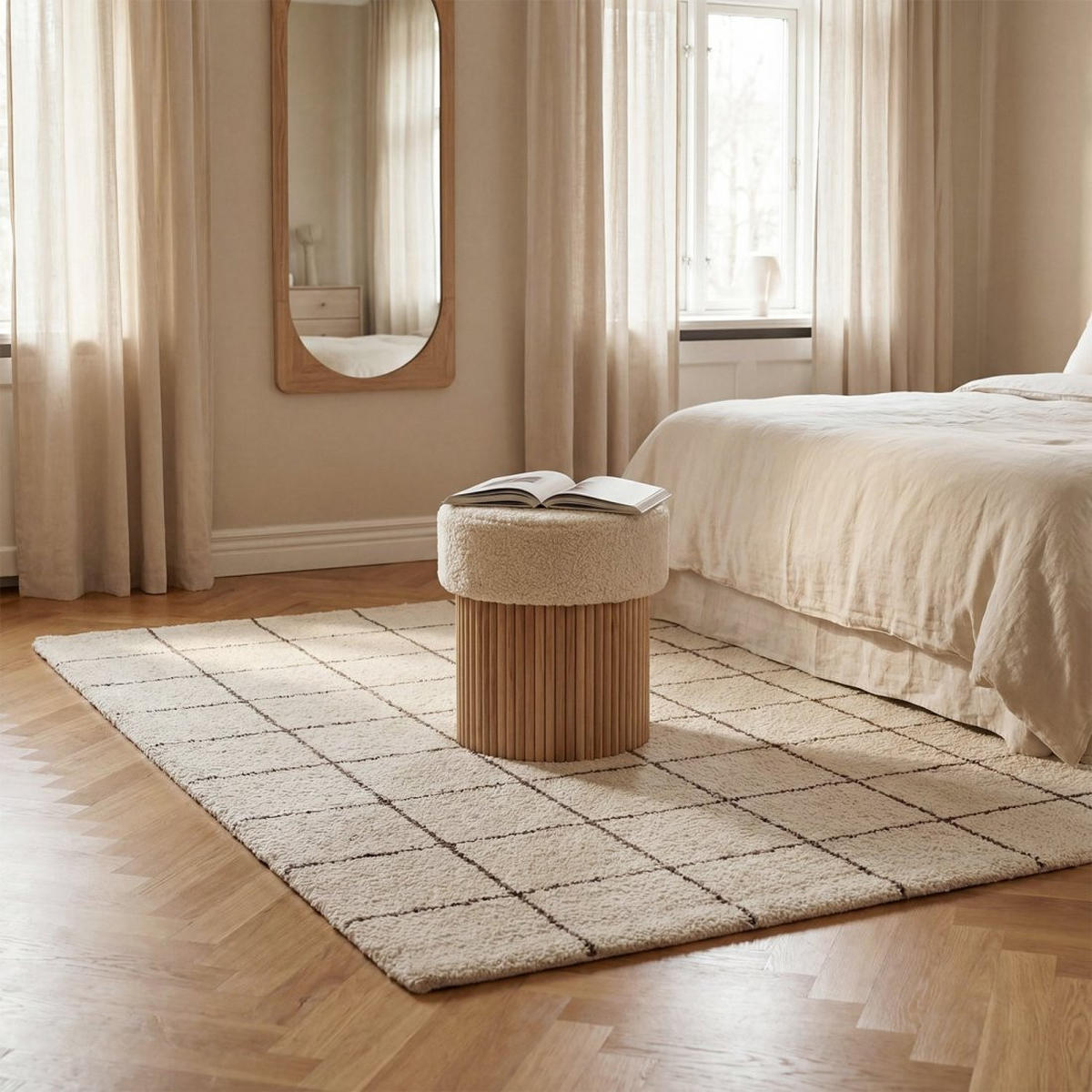 POUF Naira Weiß 43 cm x 45 cm - Weiß, Textil (43/45/43cm) - Klast Home