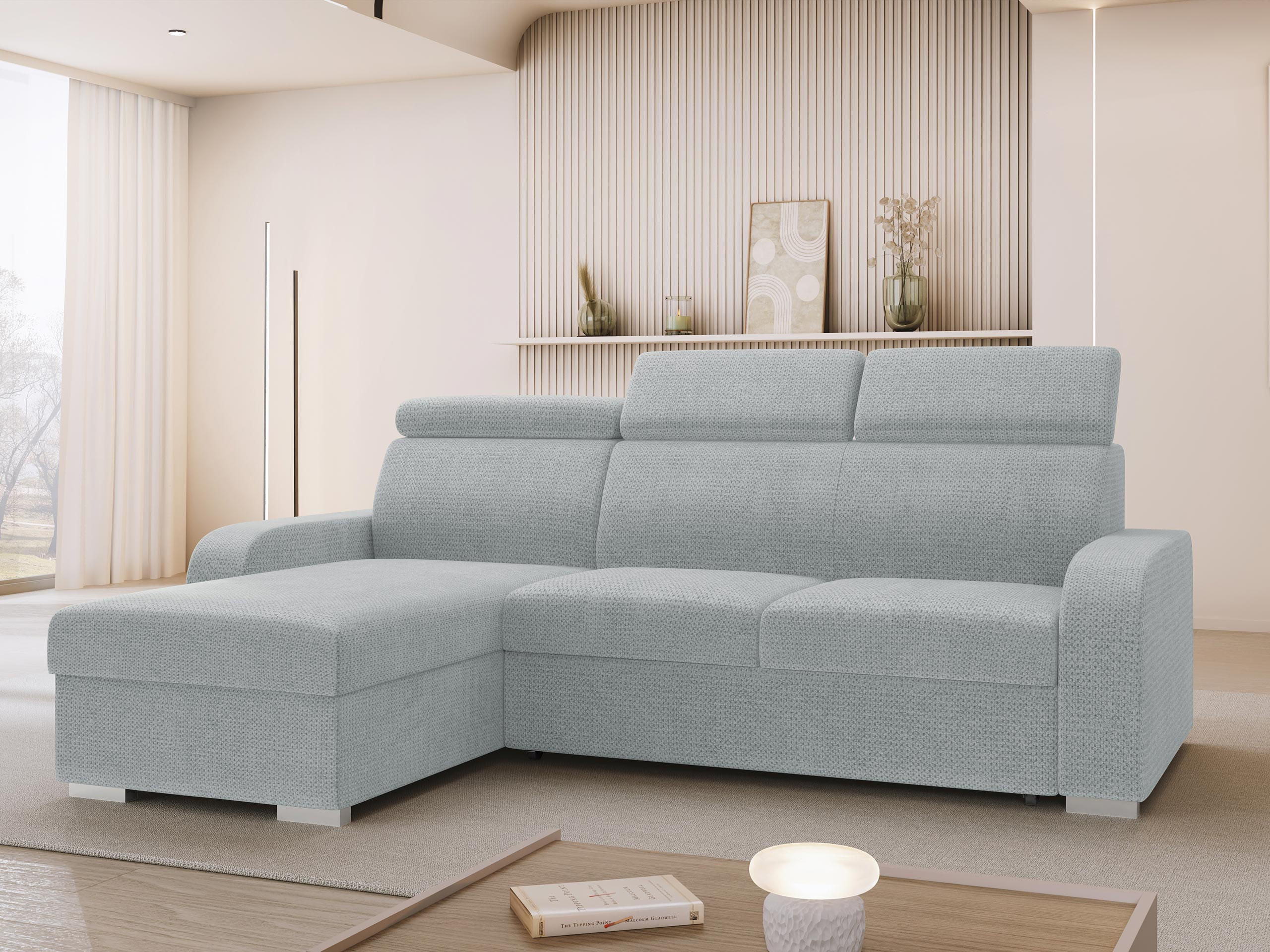 Thumbnail - Mirjan24 Ecksofa, Hellgrau, Textil, Kiefer, 5-Sitzer, L-Form,L-Form, 235x170 cm, Wohnzimmer, Sofas & Couches, Wohnlandsc...