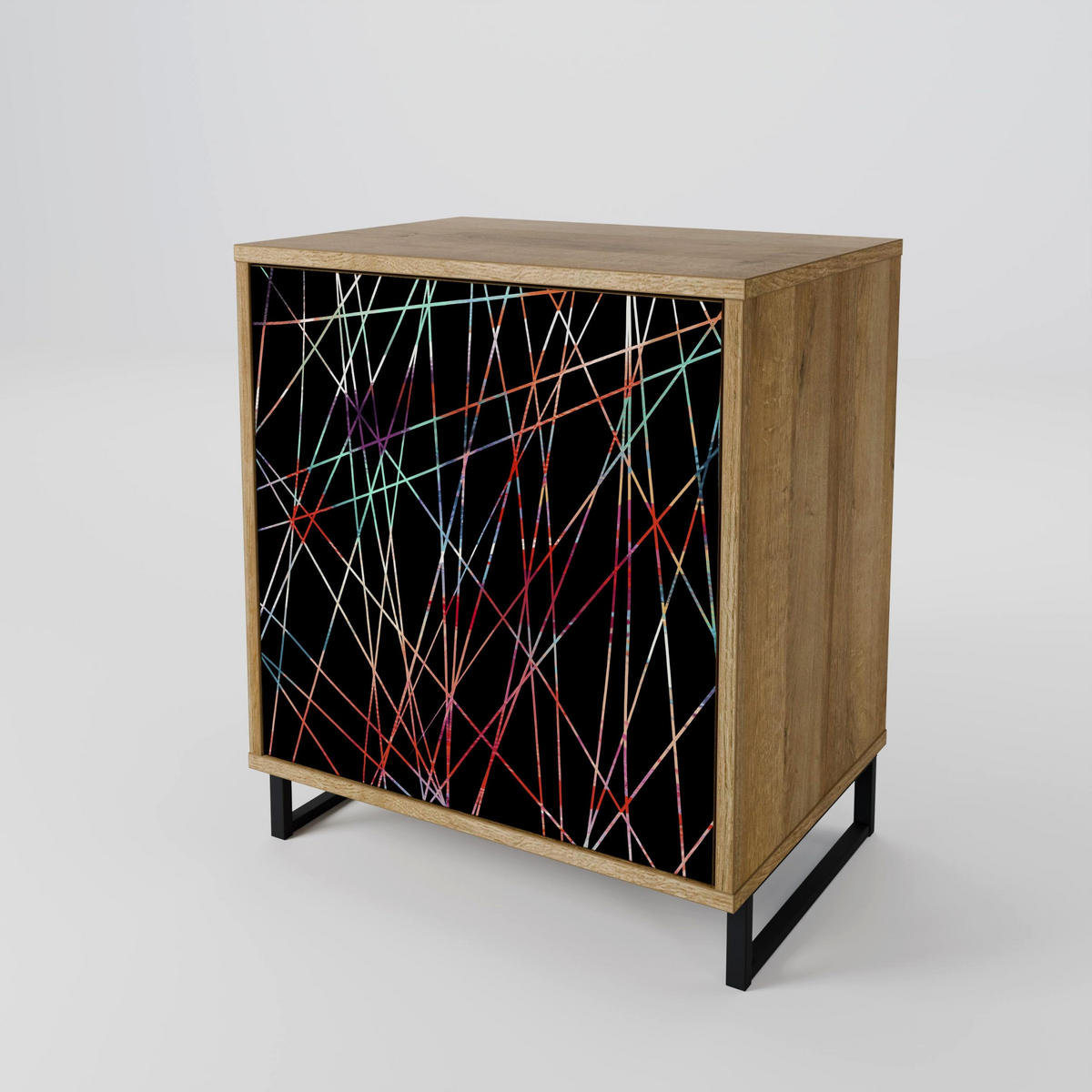 SIDEBOARD LUMINOUS SNARE, Eichefarben, 57,5x42x77,5 cm, Schräge Buchenholzfüße - Eichefarben/Buchefarben, Holzwerkstoff/Buchenholz (57.5/77.5/42cm) - SpaceRebels