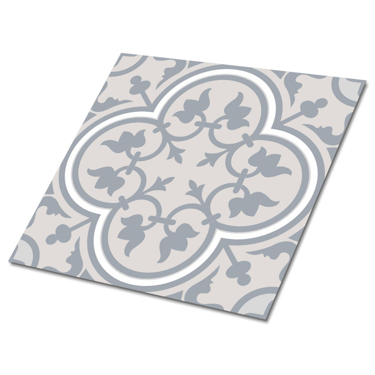 FLIESENAUFKLEBER 9 Stück 30x30 cm selbstklebend Blumenmuster - Grau, Textil (30/1.6/30cm) - TULUP