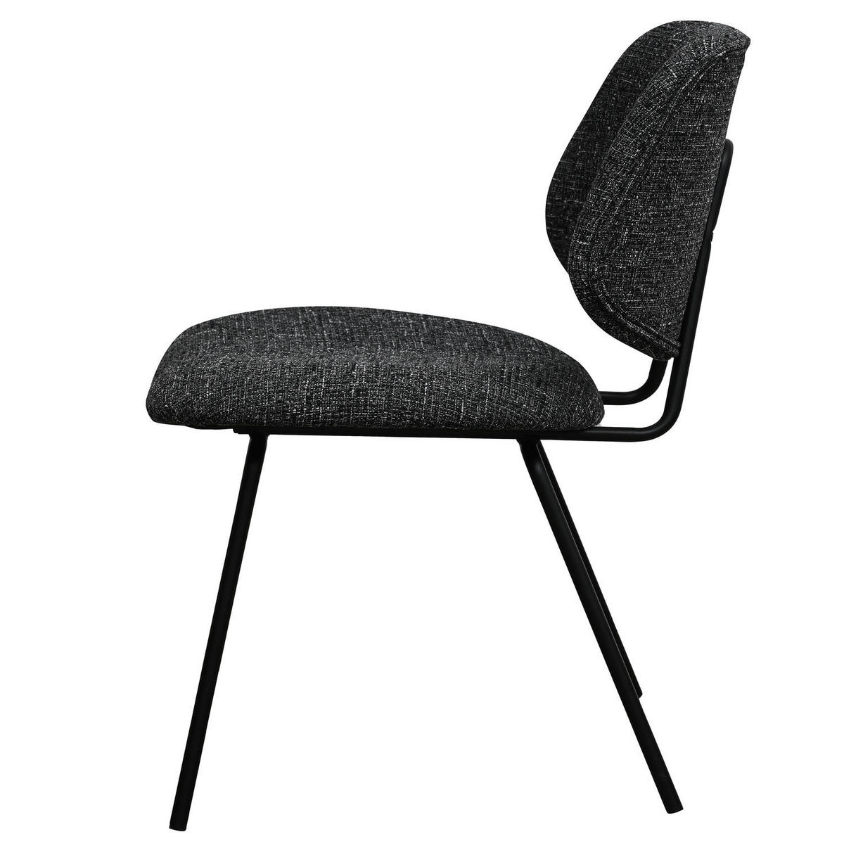 STUHL-SET 2 Stück in Teddystoff Schwarz - Schwarz, Textil/Metall (50/82/58cm) - Furnhouse