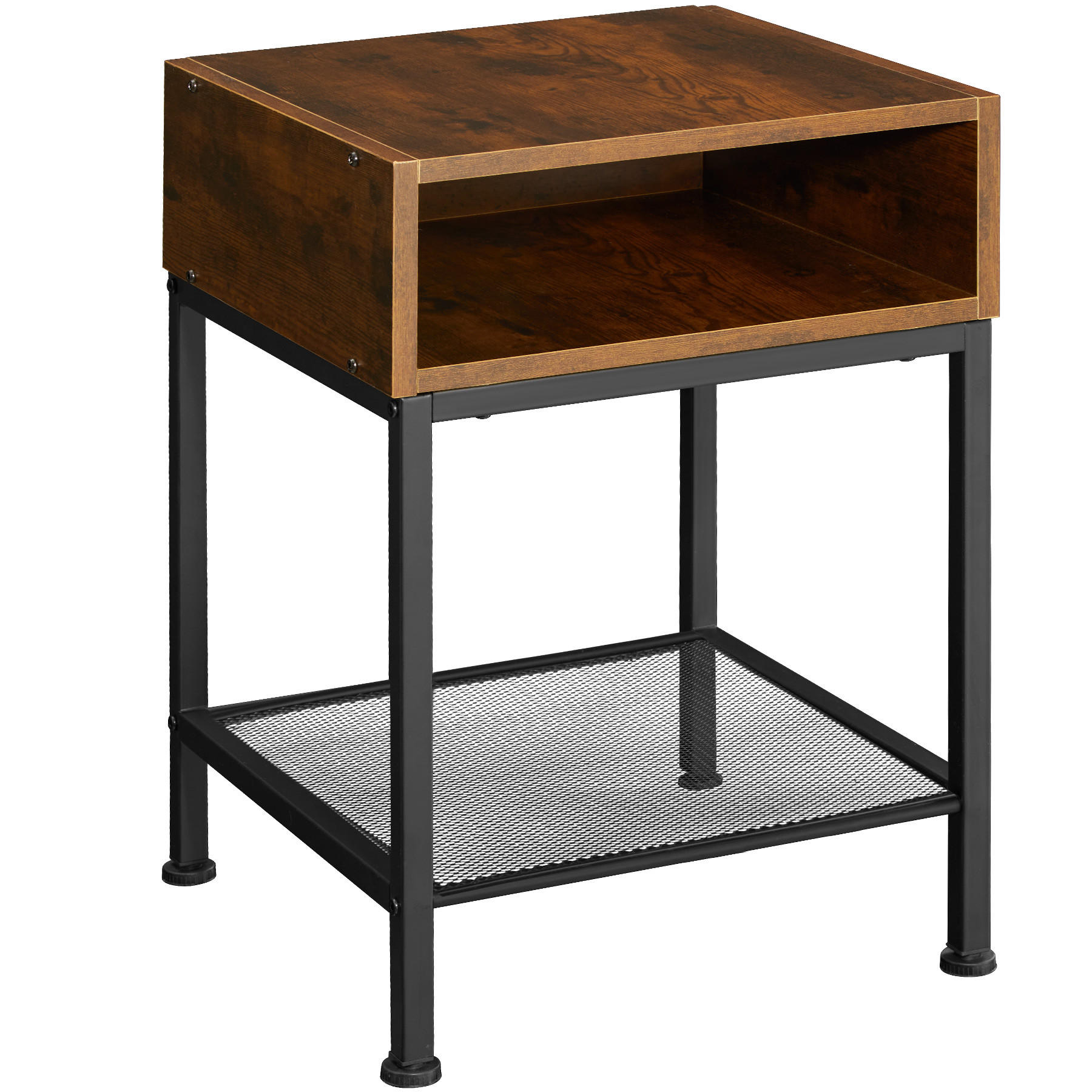 NACHTSCHRANK Harlow,40,5 x 40,5 x 59 cm,Industrial Holz dunkel, rustikal - Rostfarben, Holzwerkstoff (40.5/59/40.5cm) - tectake