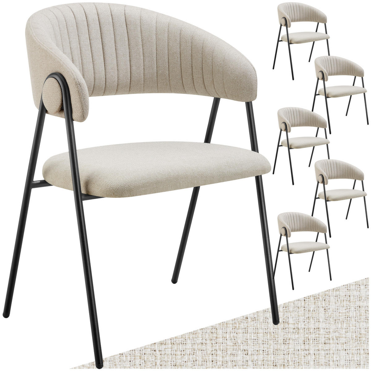 ARMLEHNENSTUHL 6er Set Bedano 60 x 58 x 85 cm greige - Greige, Kunststoff (60/85/58cm) - tectake