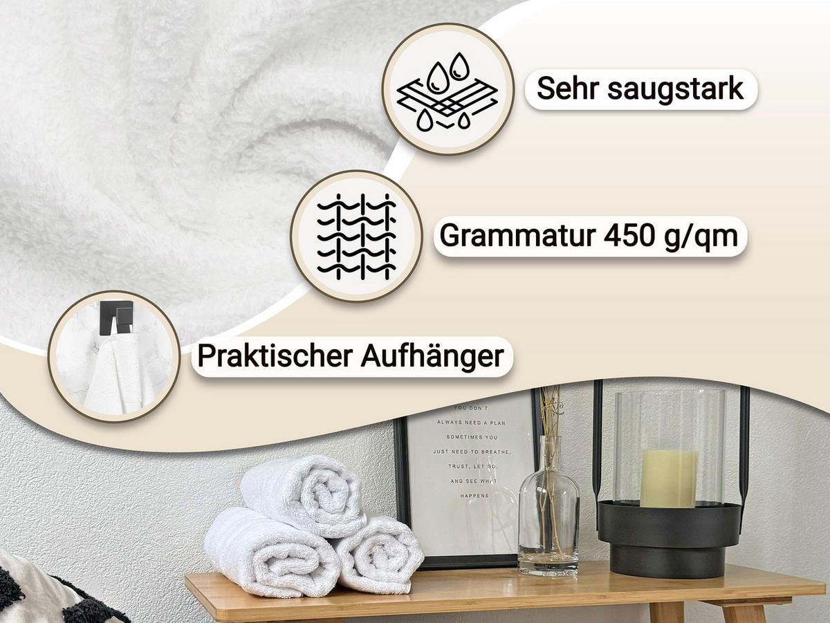 HANDTÜCHER, 10er-Set, 50x100 cm, 100% Baumwolle, Weiß - Weiß, Textil (50/100cm) - Zollner