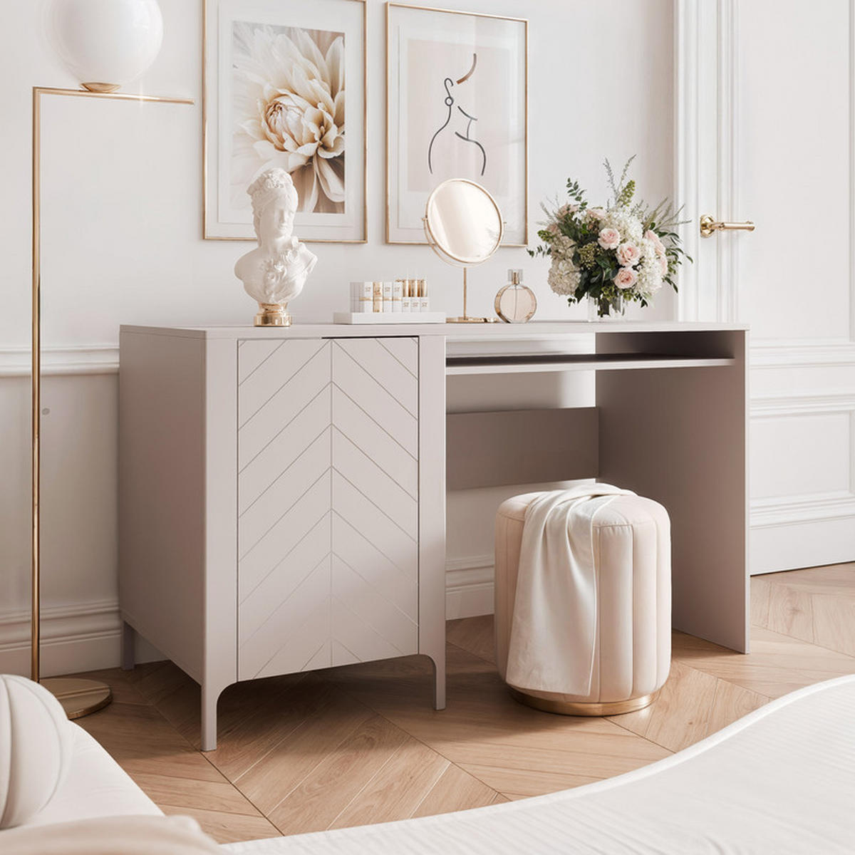 SCHREIBTISCH LORIEN 135/60/78 cm, Kaschmir - Kaschmir, Holzwerkstoff/Metall (60/135/78.1cm) - Idohome