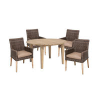 GARTEN-SITZGRUPPE Lugano Rund Gartenmöbel-Set - Dunkelbraun, Holz - DELUKE