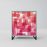 SIDEBOARD KALEIDOSCOPIC CUBISM, Grau, 57,5x42x67,5 cm, Schwarze Metall-Rahmenfüße - Multicolor/Schwarz, Holzwerkstoff/Metall (57.5/67.5/42cm) - SpaceRebels