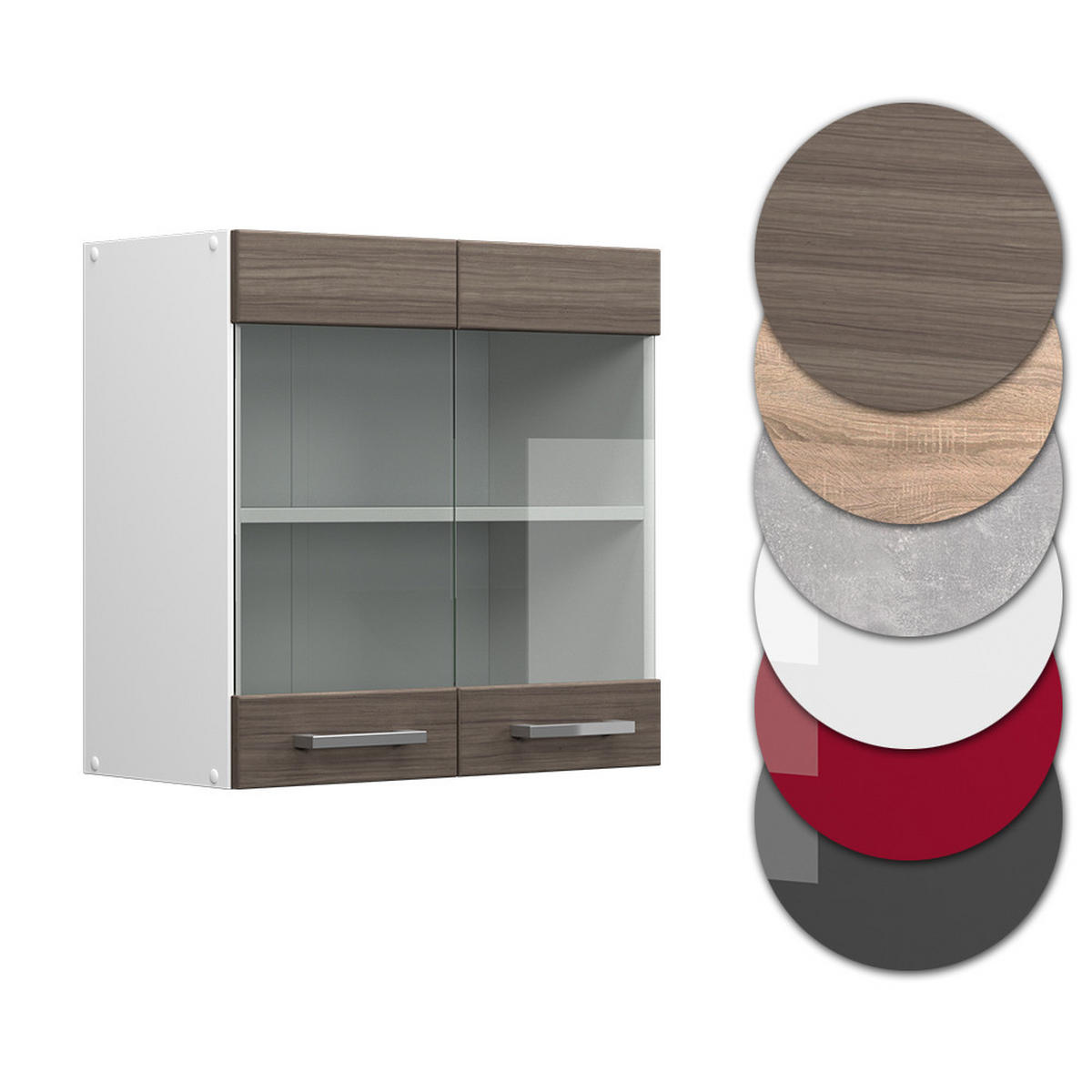 KÜCHENGLASSCHRANK R-Line Grau 60 cm - Weiß/Braun, Holzwerkstoff (60/60/31cm) - Vicco