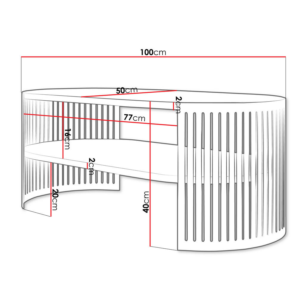 Thumbnail - Mirjan24 Couchsitch, Schwarz, Grau, Holzwerkstoff, Metall, Oval,Oval, 50x40x100 cm, Wohnzimmer, Wohnzimmertische, Coucht...