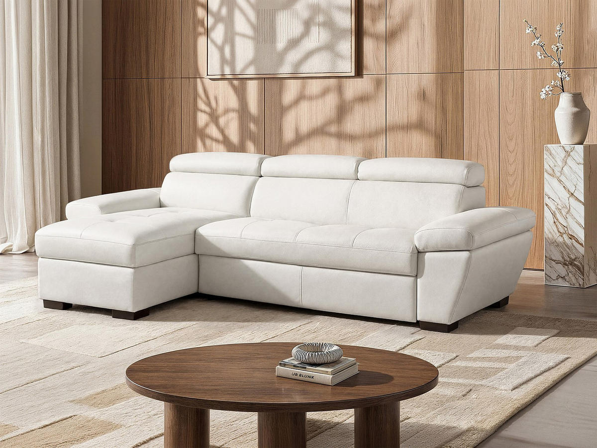 SCHLAFSOFA - -Sitzer - Leder - Weiß - - Weiß, Leder (256/83/154cm) - Vente-Unique