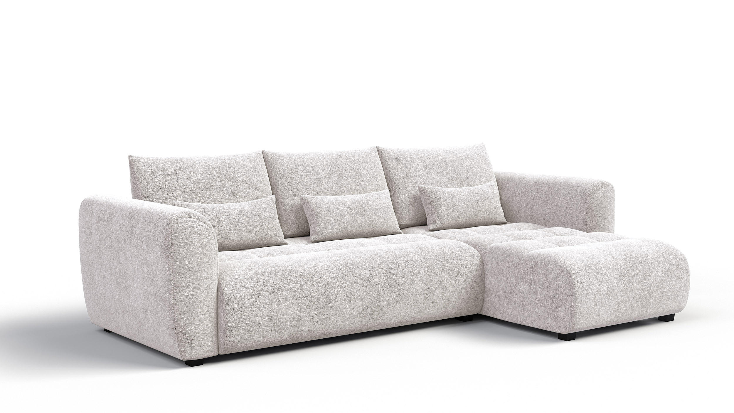 ECKSOFA SORENO 4-Sitzer, ecru - Ecru/Schwarz, Holz/Textil (293/171cm) - Courtois Laville