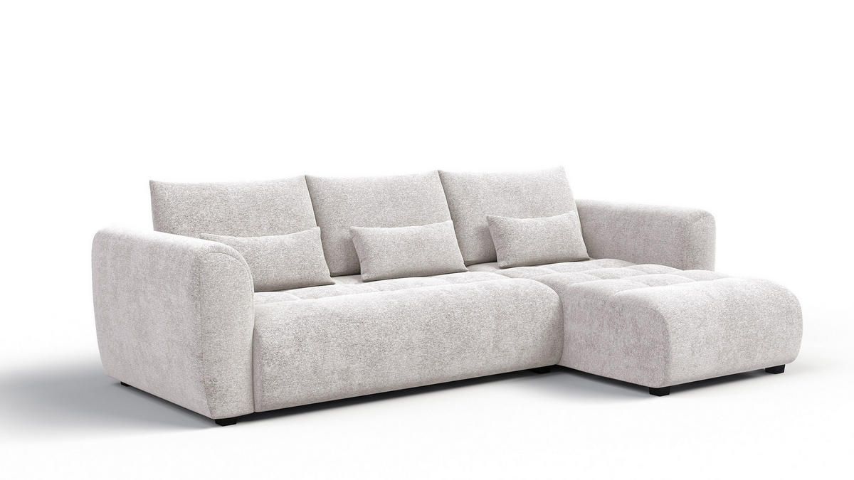 ECKSOFA SORENO 4-Sitzer, ecru - Ecru/Schwarz, Holz/Textil (293/171cm) - Courtois Laville